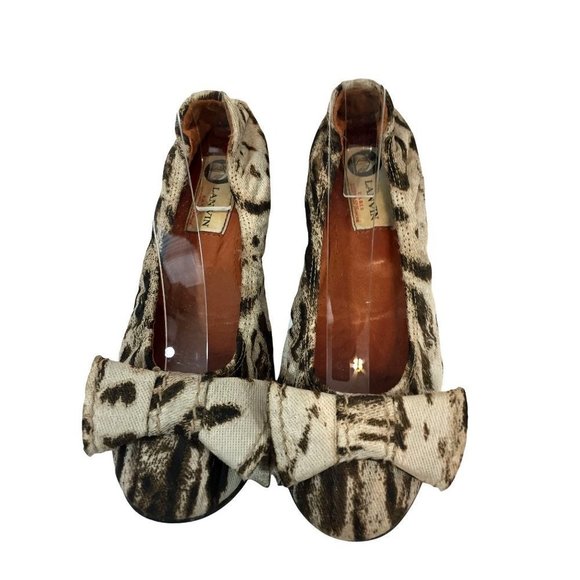 Lanvin Animal Print Fabric Ballet Ballerina Flats Run Small - Picture 1 of 8